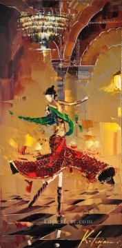 パレットナイフ製 Painting - ナイフで踊る少女カル・ガジュム